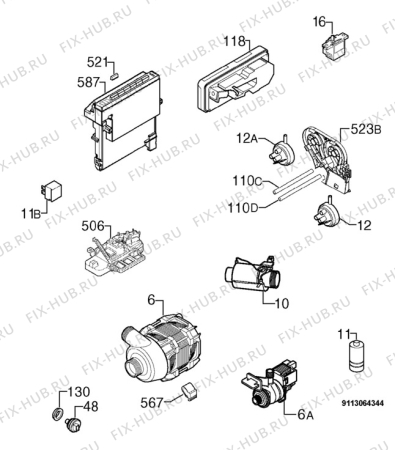 Взрыв-схема посудомоечной машины Electrolux ESL64052 - Схема узла Electrical equipment 268